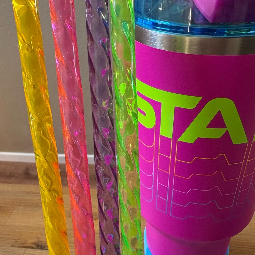 12” 10mm/FAT glass look shiny plastic straw set-Stanley/yeti 40oz tumbler straws